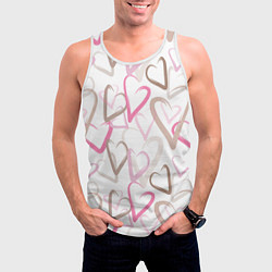 Майка-безрукавка мужская Розовые сердца, цвет: 3D-белый — фото 2