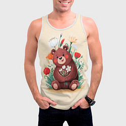Майка-безрукавка мужская Мишаня с букетом, цвет: 3D-белый — фото 2