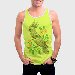 Майка-безрукавка мужская Попугай с маргаритками, цвет: 3D-белый — фото 2