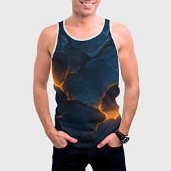 Майка-безрукавка мужская Разлом плит с огнем, цвет: 3D-белый — фото 2