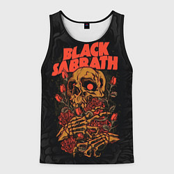 Майка-безрукавка мужская Black Sabbath skeleton with roses, цвет: 3D-черный