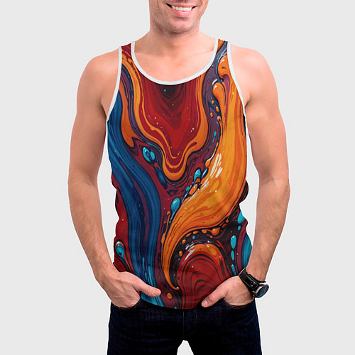 Мужская майка без рукавов Пламя и синева / 3D-Белый – фото 3
