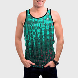 Майка-безрукавка мужская Нефритовый зелёный абстракция, цвет: 3D-черный — фото 2