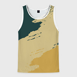 Майка-безрукавка мужская Желто-зеленые абстрактные полосы, цвет: 3D-белый