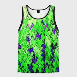 Майка-безрукавка мужская Ярко-зелёный стекающая абстаркция, цвет: 3D-черный