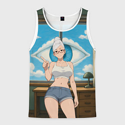 Майка-безрукавка мужская Dandadan Seiko в комнате указывает, цвет: 3D-белый