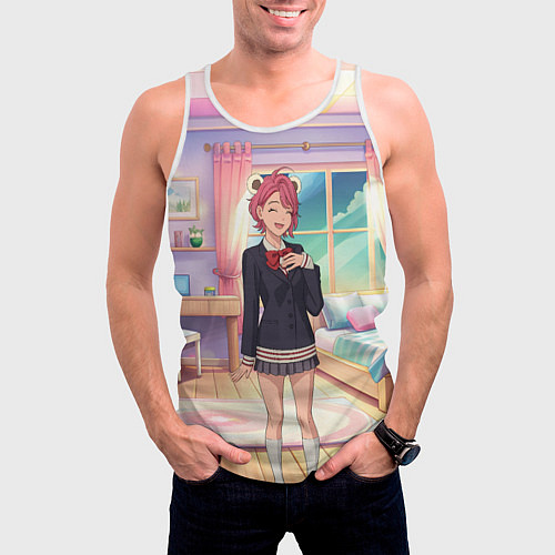 Мужская майка без рукавов Дандадан Сиратори Айра смущается / 3D-Белый – фото 3