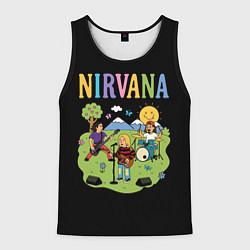 Майка-безрукавка мужская Нирвана мультяшный стиль, цвет: 3D-черный