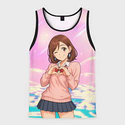 Майка-безрукавка мужская Сиратори Айра делает сердечко руками - Дандадан, цвет: 3D-черный