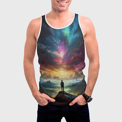 Мужская майка без рукавов Shocking the cosmos / 3D-Белый – фото 3