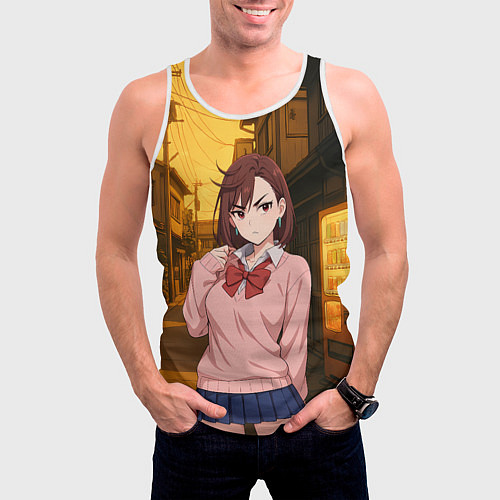 Мужская майка без рукавов Недовольная Сиратори Айра / 3D-Белый – фото 3