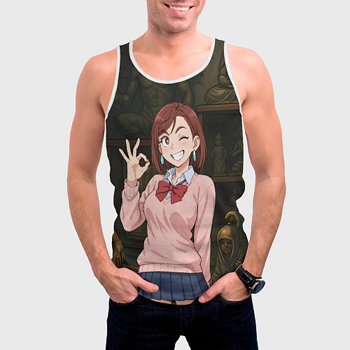 Мужская майка без рукавов Сиратори Айра - знак ок / 3D-Белый – фото 3