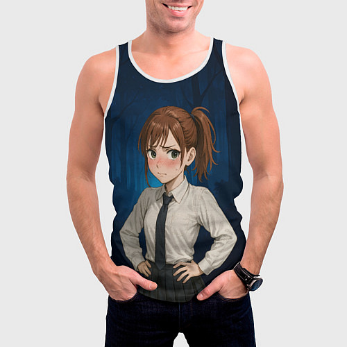 Мужская майка без рукавов Сиратори Айра школьница / 3D-Белый – фото 3