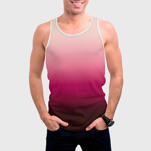 Мужская майка без рукавов Градиент transcendent pink омбре / 3D-Белый – фото 3