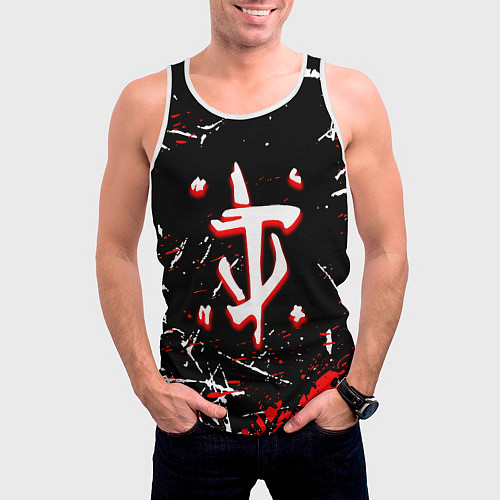 Мужская майка без рукавов Doom краски штрихи / 3D-Белый – фото 3