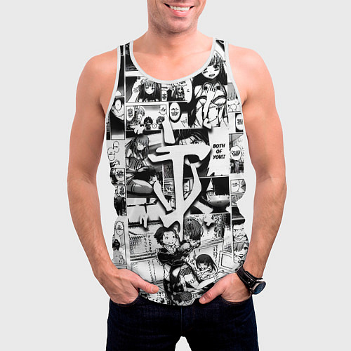 Мужская майка без рукавов Doom anime black / 3D-Белый – фото 3