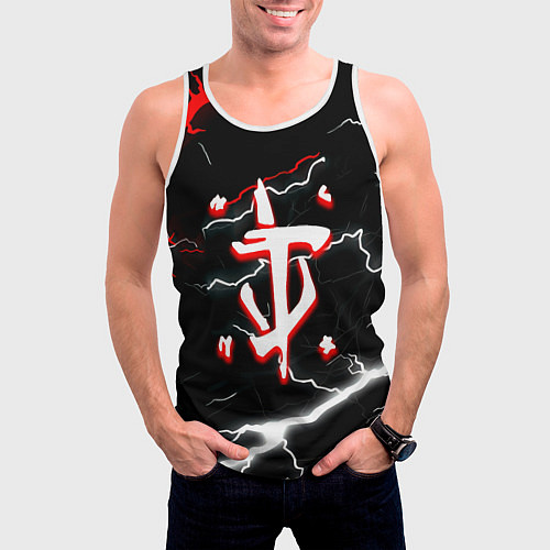 Мужская майка без рукавов Doom шторм текстура / 3D-Белый – фото 3