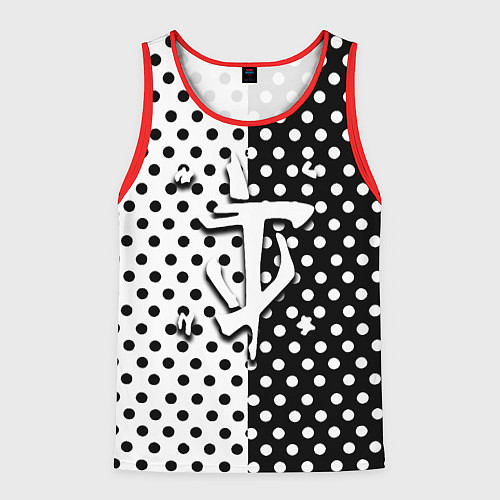 Мужская майка без рукавов Doom точки черно белые / 3D-Красный – фото 1