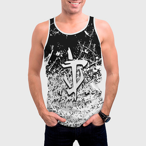 Мужская майка без рукавов Doom краски всплеск кисти / 3D-Белый – фото 3