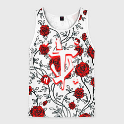Майка-безрукавка мужская Doom розы, цвет: 3D-белый