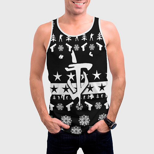 Мужская майка без рукавов Doom x csgo winter / 3D-Белый – фото 3