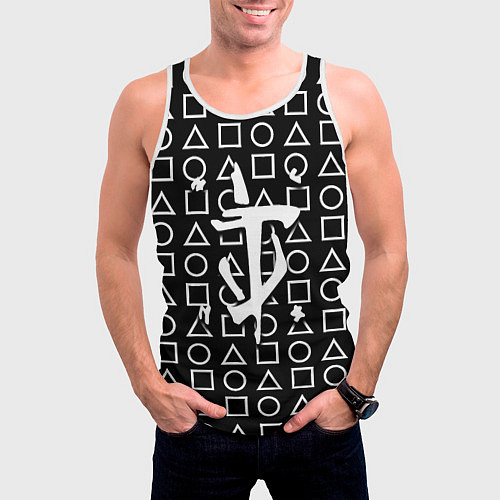 Мужская майка без рукавов Doom geometry pattern / 3D-Белый – фото 3