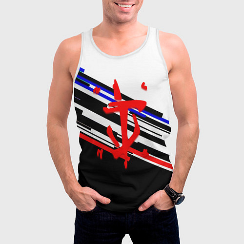 Мужская майка без рукавов Doom line color / 3D-Белый – фото 3