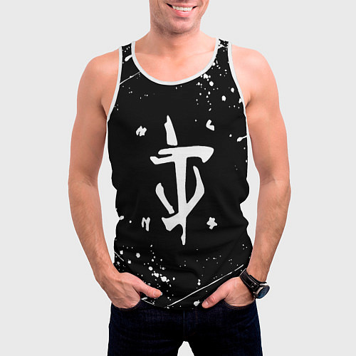 Мужская майка без рукавов Doom краски белые / 3D-Белый – фото 3