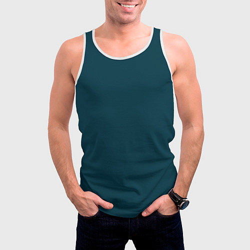Мужская майка без рукавов Морская глубина - однотон / 3D-Белый – фото 3