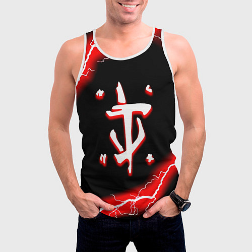 Мужская майка без рукавов Doom красный шторм / 3D-Белый – фото 3