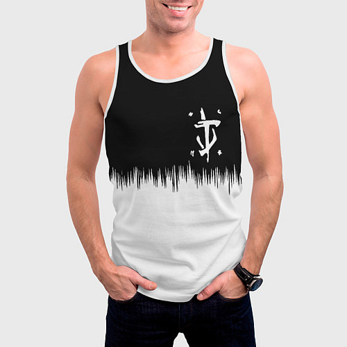 Мужская майка без рукавов Doom краски черно белый / 3D-Белый – фото 3