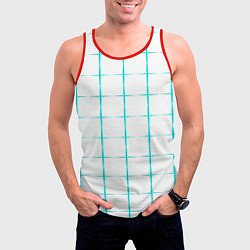 Майка-безрукавка мужская Color white light blue crosses, цвет: 3D-красный — фото 2