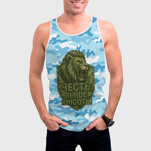 Мужская майка без рукавов Честь выше высоты ВДВ / 3D-Белый – фото 3