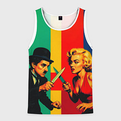 Майка-безрукавка мужская Чарли Чаплин против Мэрилин Монро поп-арт, цвет: 3D-белый
