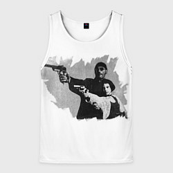 Майка-безрукавка мужская Леон рисунок, цвет: 3D-белый