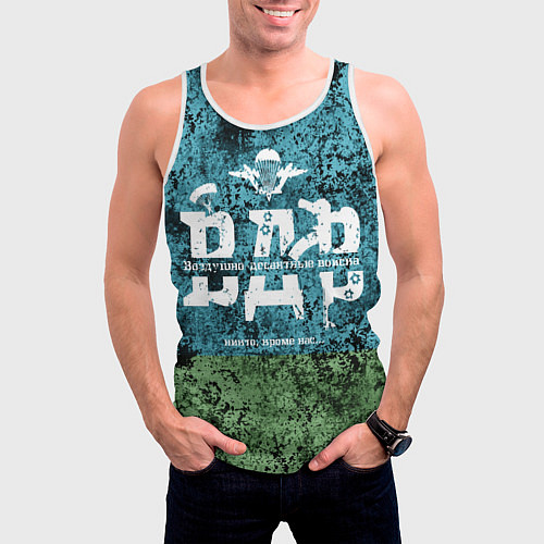 Мужская майка без рукавов Флаг десантников ВДВ / 3D-Белый – фото 3