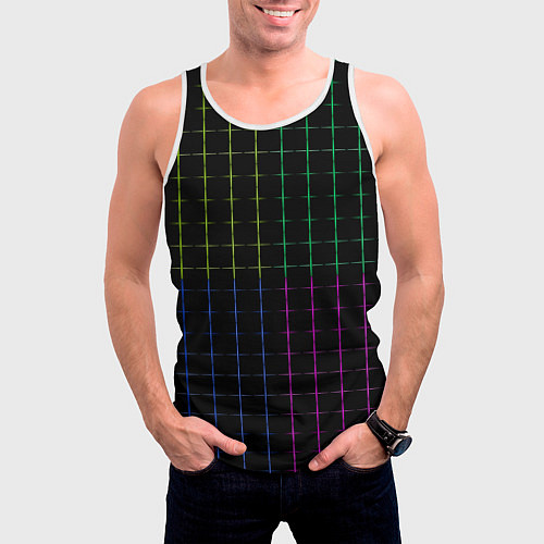 Мужская майка без рукавов Color black multicolored stripes / 3D-Белый – фото 3