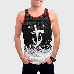 Майка-безрукавка мужская Doom японские символы краски, цвет: 3D-красный — фото 2