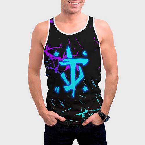 Мужская майка без рукавов Doom неоновые штрихи / 3D-Белый – фото 3