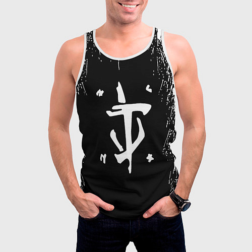 Мужская майка без рукавов Doom краска белая текстура / 3D-Белый – фото 3