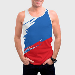 Майка-безрукавка мужская Белый Синий Красный, цвет: 3D-белый — фото 2