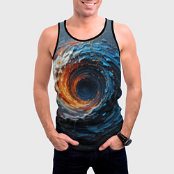 Майка-безрукавка мужская Краска синяя и оранжевая в форме вихря, цвет: 3D-черный — фото 2