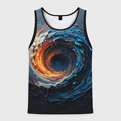 Майка-безрукавка мужская Краска синяя и оранжевая в форме вихря, цвет: 3D-черный
