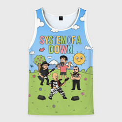 Майка-безрукавка мужская System of a Down, мультяшный, цвет: 3D-белый