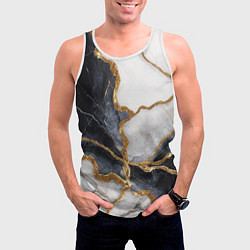 Майка-безрукавка мужская Мрамор белый и черный с золотом, цвет: 3D-белый — фото 2