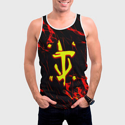 Майка-безрукавка мужская Doom огненные искры, цвет: 3D-белый — фото 2
