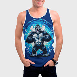 Майка-безрукавка мужская Горилла показывает свою силу, цвет: 3D-белый — фото 2