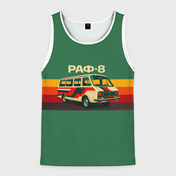 Майка-безрукавка мужская Ретро автобус РАФ-8 поп-арт, цвет: 3D-белый