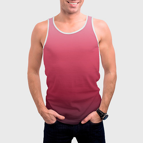 Мужская майка без рукавов Градиент гранатовый / 3D-Белый – фото 3