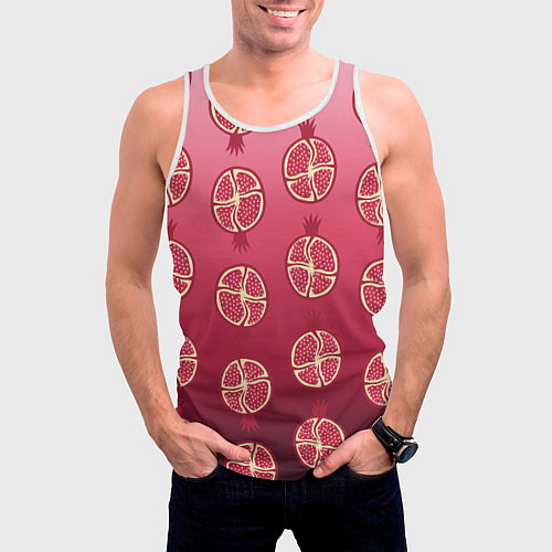 Мужская майка без рукавов Сочные гранаты / 3D-Белый – фото 3